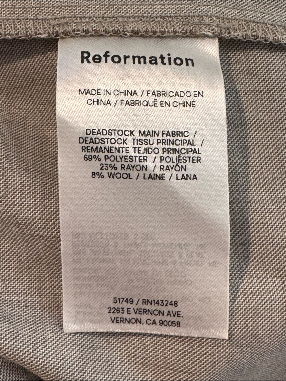 Reformation Olina Pant XSP Petite Natural Wool Blend Wide Leg Drawstring Pants - Picture 9 of 10